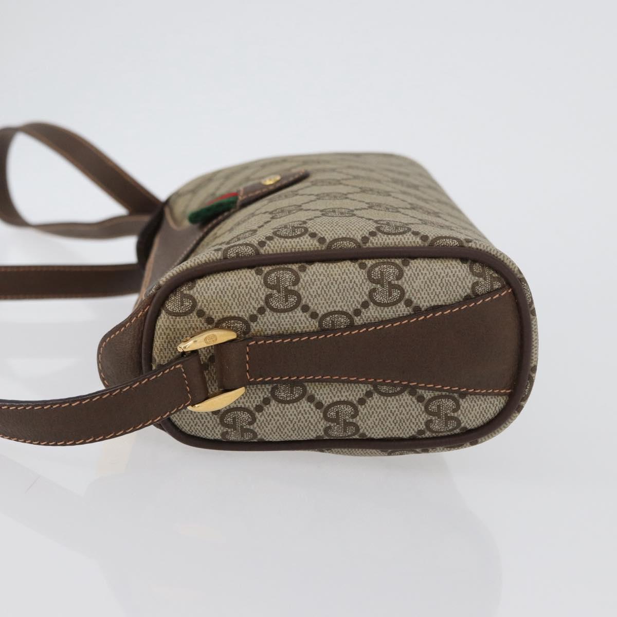 GUCCI GG Supreme Web Sherry Line Bag PVC Beige Gold 89 02 018 Auth ep13467