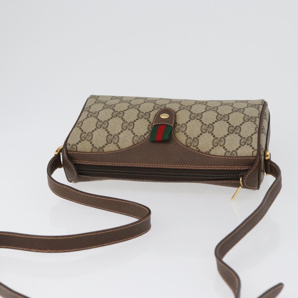 GUCCI GG Supreme Web Sherry Line Bag PVC Beige Gold 89 02 018 Auth ep13467