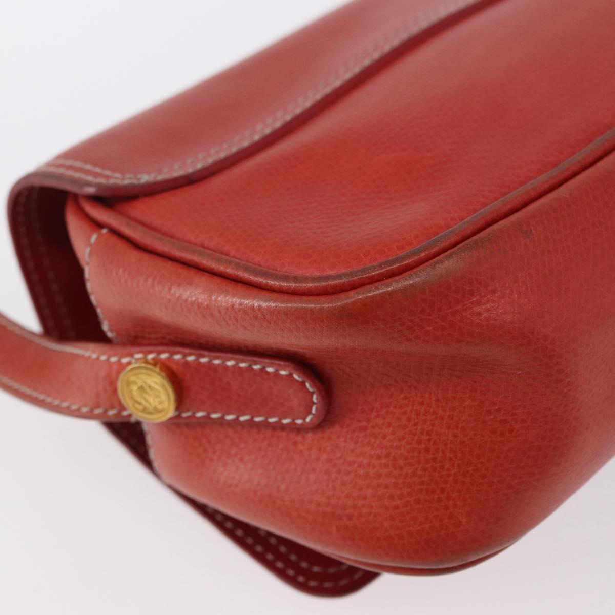 LOEWE Shoulder Bag Leather Red Gold Auth ep13468