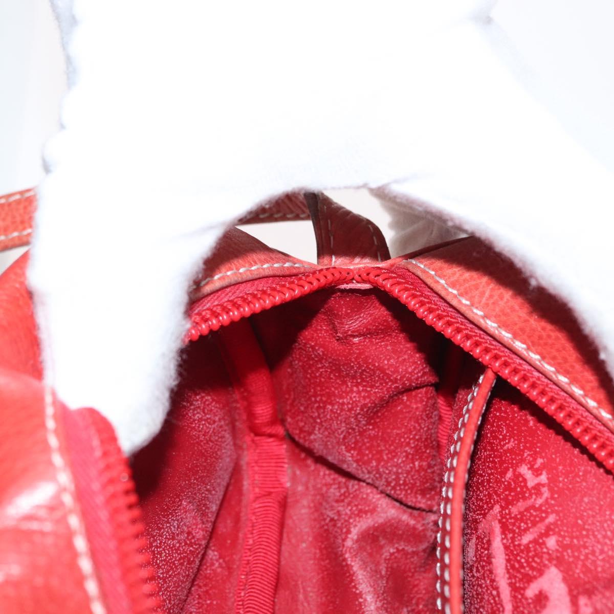 LOEWE Shoulder Bag Leather Red Gold Auth ep13468