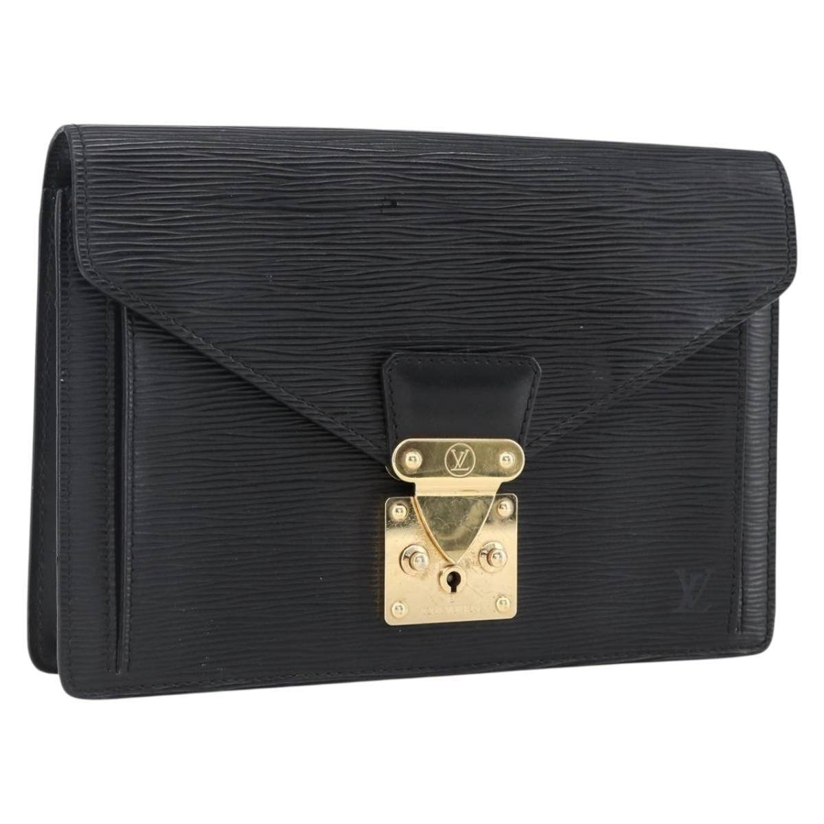 LOUIS VUITTON Epi Serie Dragonne Clutch Bag Black Noir M52612 LV Auth ep13469