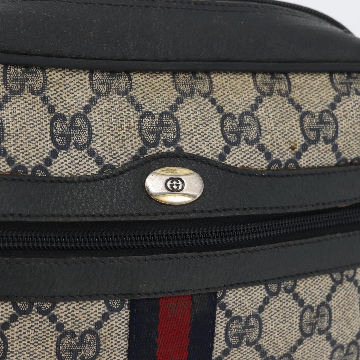GUCCI GG Supreme Sherry Line Shoulder Bag PVC Navy Gold 89 02 004 Auth ep13472