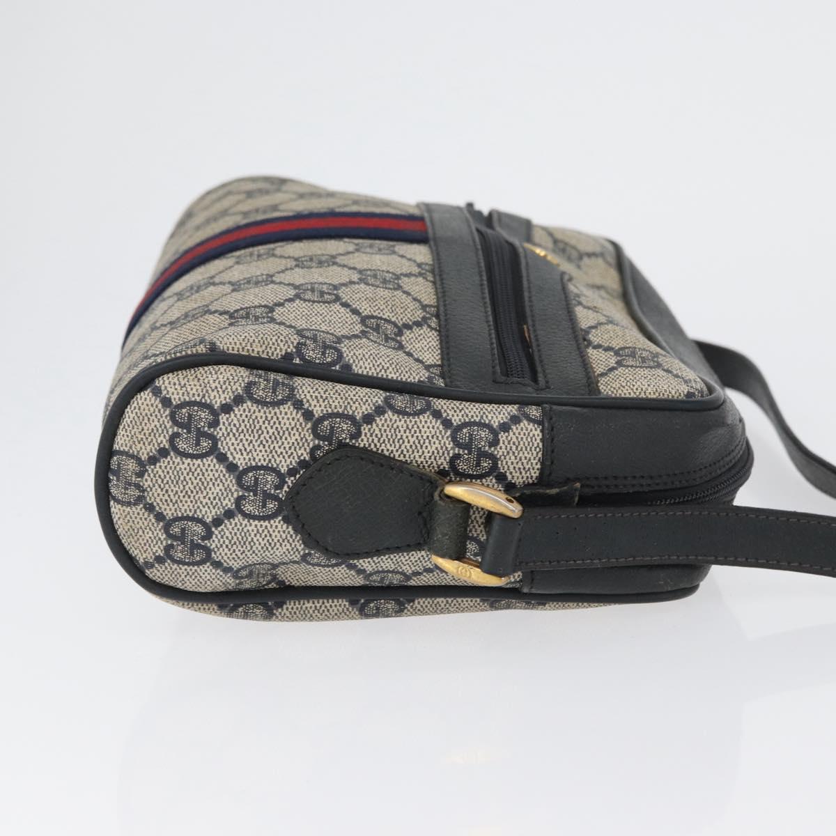 GUCCI GG Supreme Sherry Line Shoulder Bag PVC Navy Gold 89 02 004 Auth ep13472