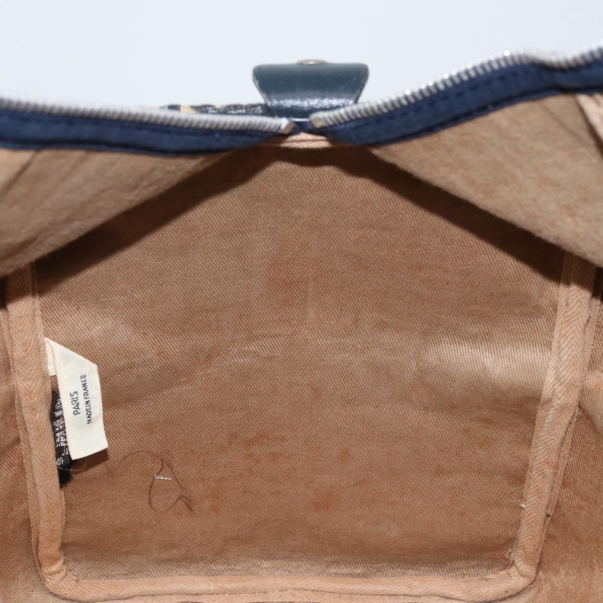 Christian Dior Trotter Canvas Boston Bag Navy Silver Auth ep13473