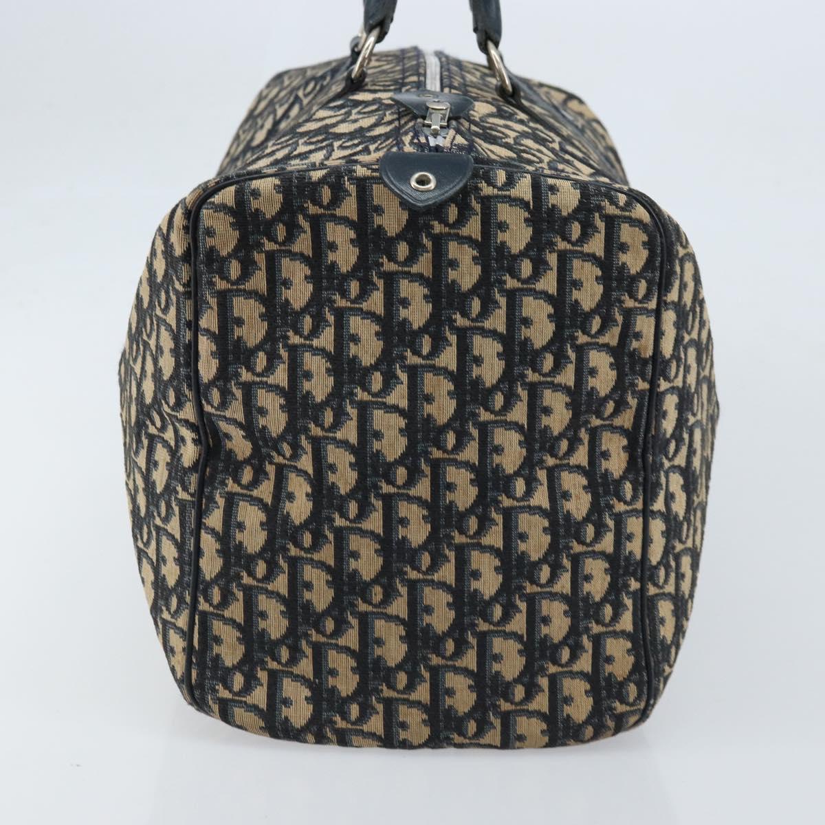 Christian Dior Trotter Canvas Boston Bag Navy Silver Auth ep13473