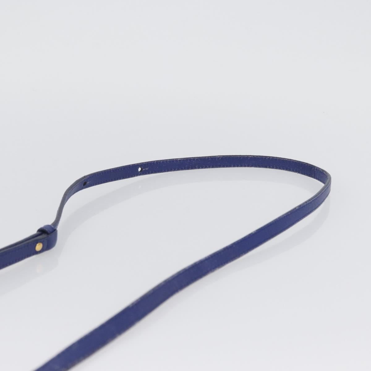 CELINE Trio Shoulder Bag Leather Blue Gold Auth ep13474