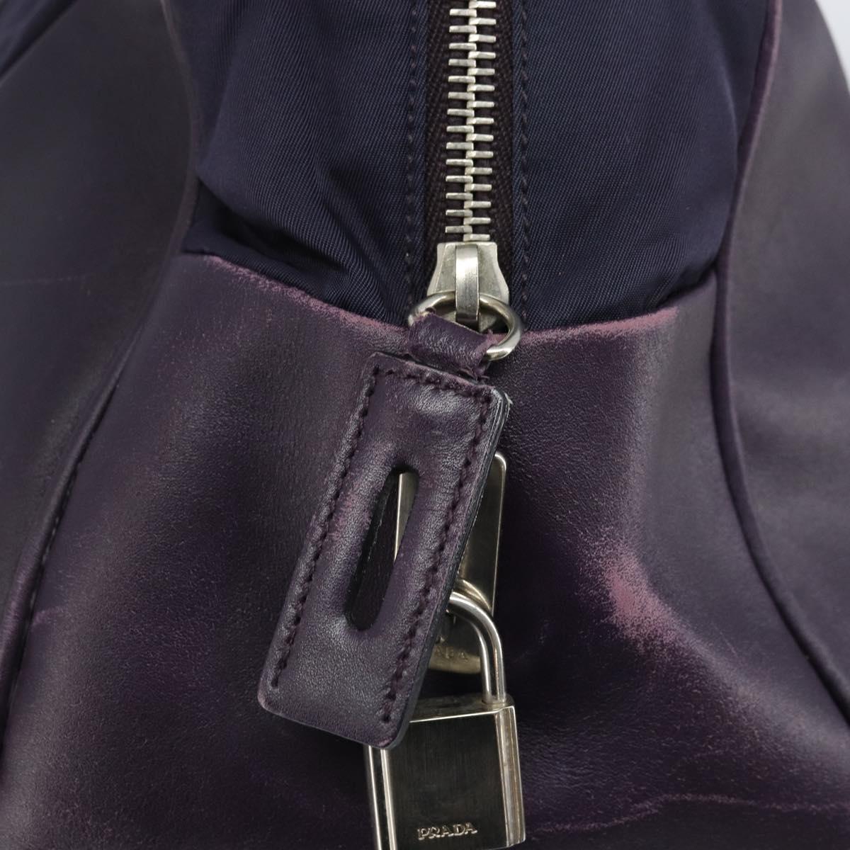 PRADA Boston Bag Nylon Purple Silver Auth ep13475