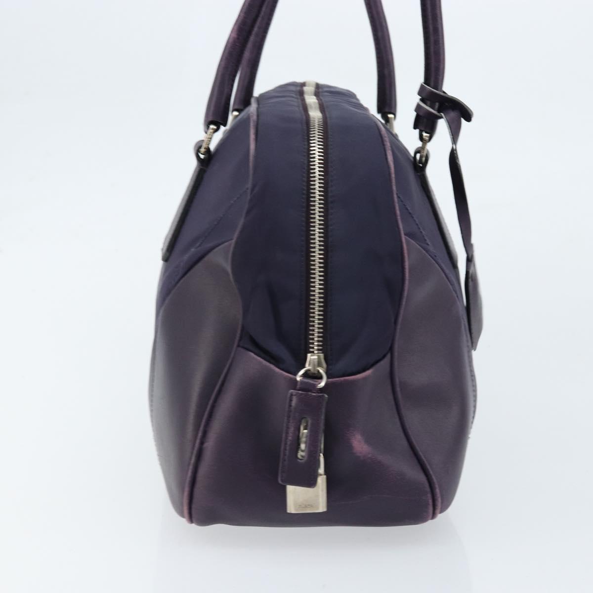 PRADA Boston Bag Nylon Purple Silver Auth ep13475