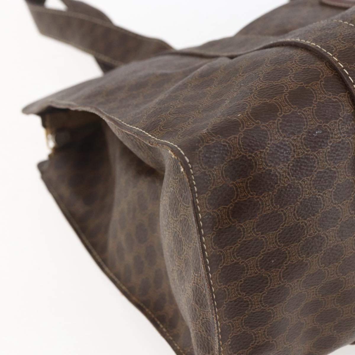 CELINE Macadam Canvas Tote Bag PVC Leather Brown Gold Auth ep13478