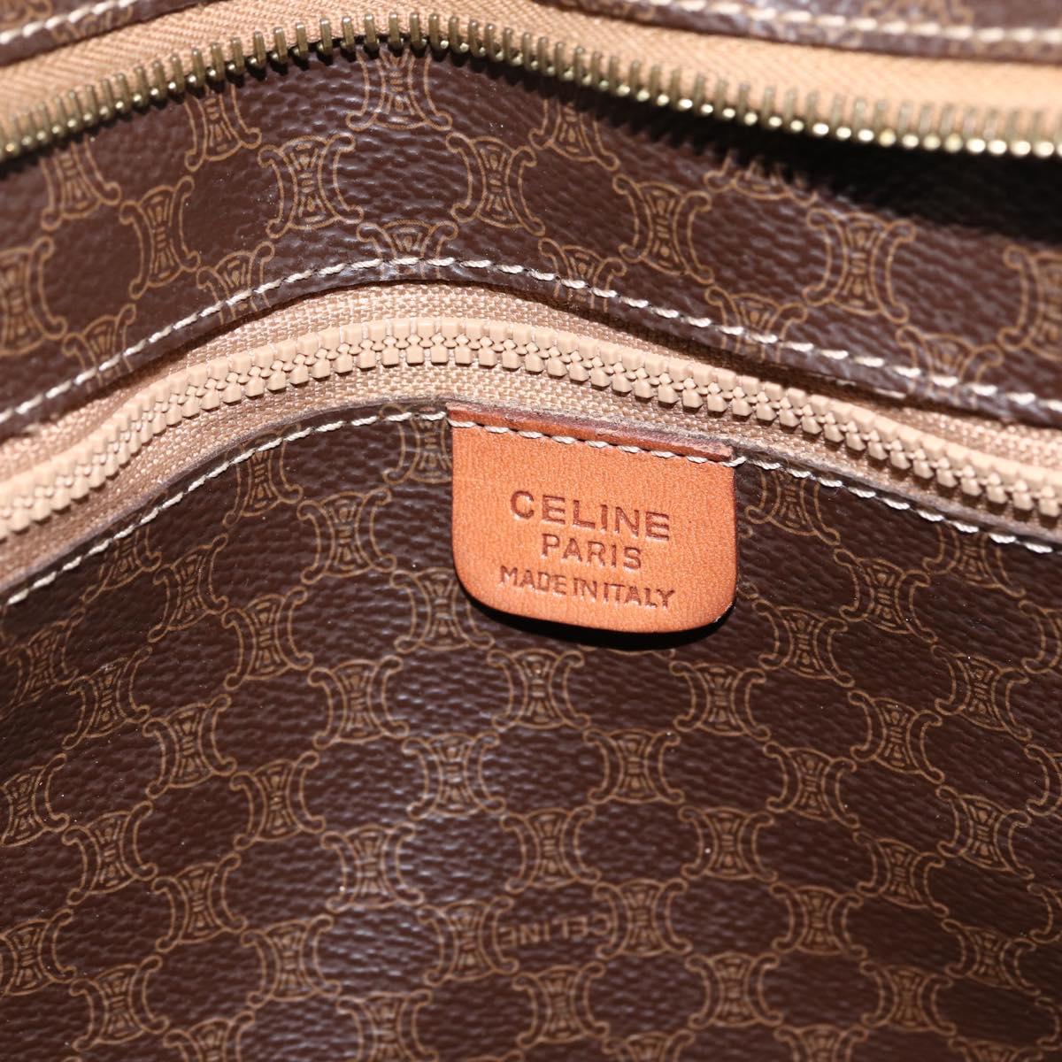CELINE Macadam Canvas Tote Bag PVC Leather Brown Gold Auth ep13478
