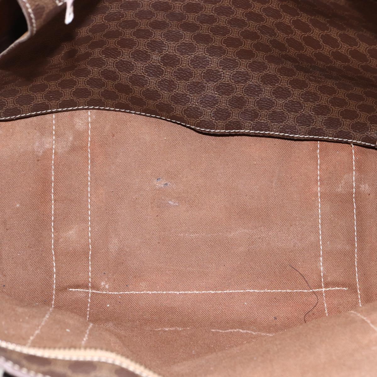 CELINE Macadam Canvas Tote Bag PVC Leather Brown Gold Auth ep13478