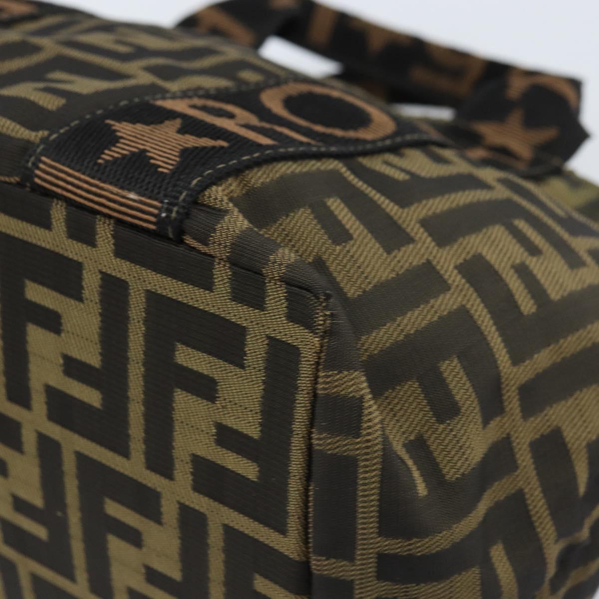 FENDI Zucca Canvas Hand Bag Brown Black Auth ep13479
