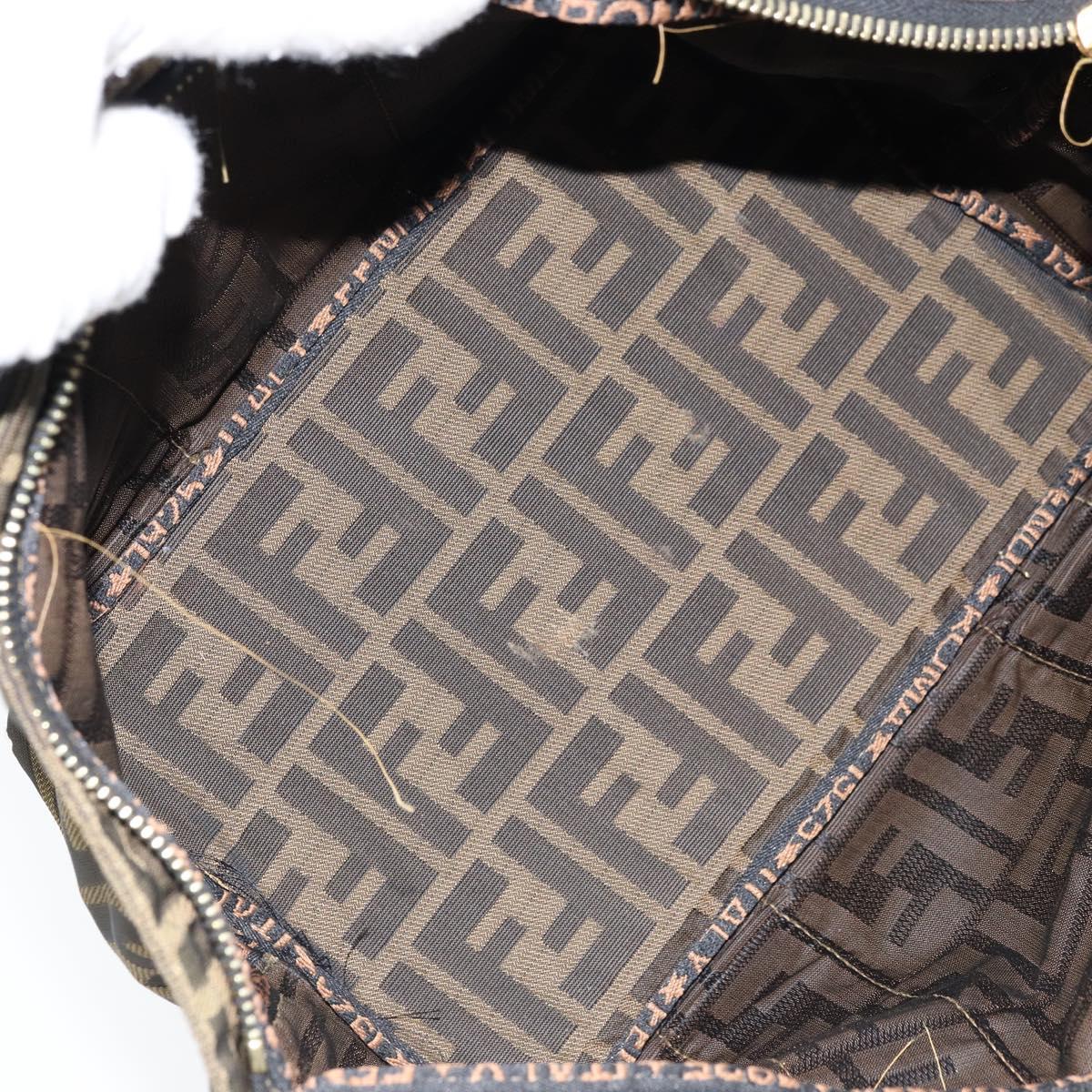 FENDI Zucca Canvas Hand Bag Brown Black Auth ep13479