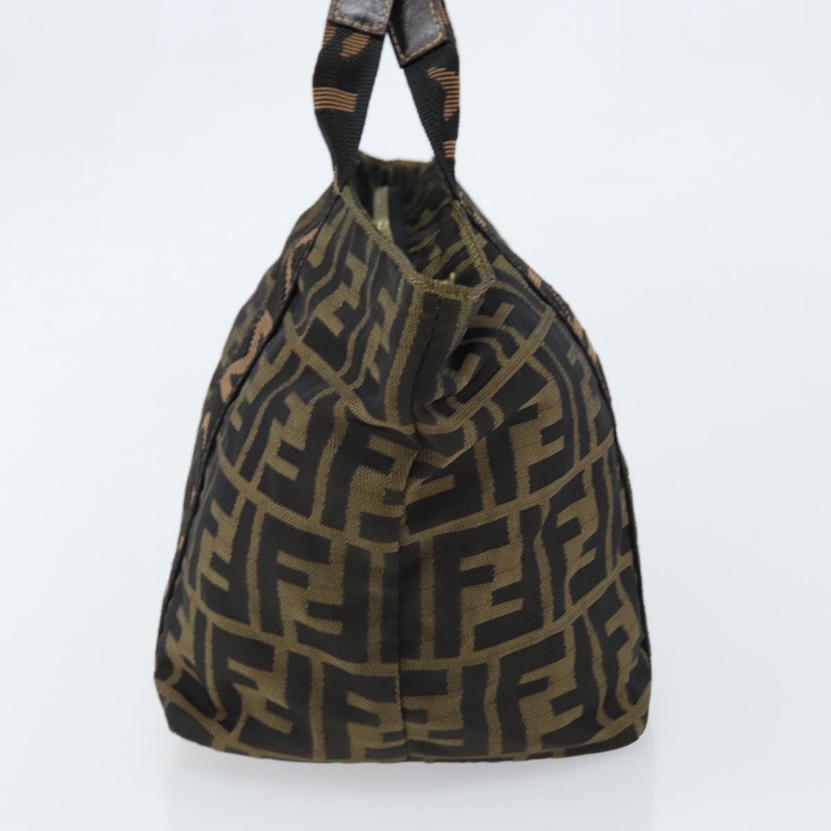 FENDI Zucca Canvas Hand Bag Brown Black Auth ep13479