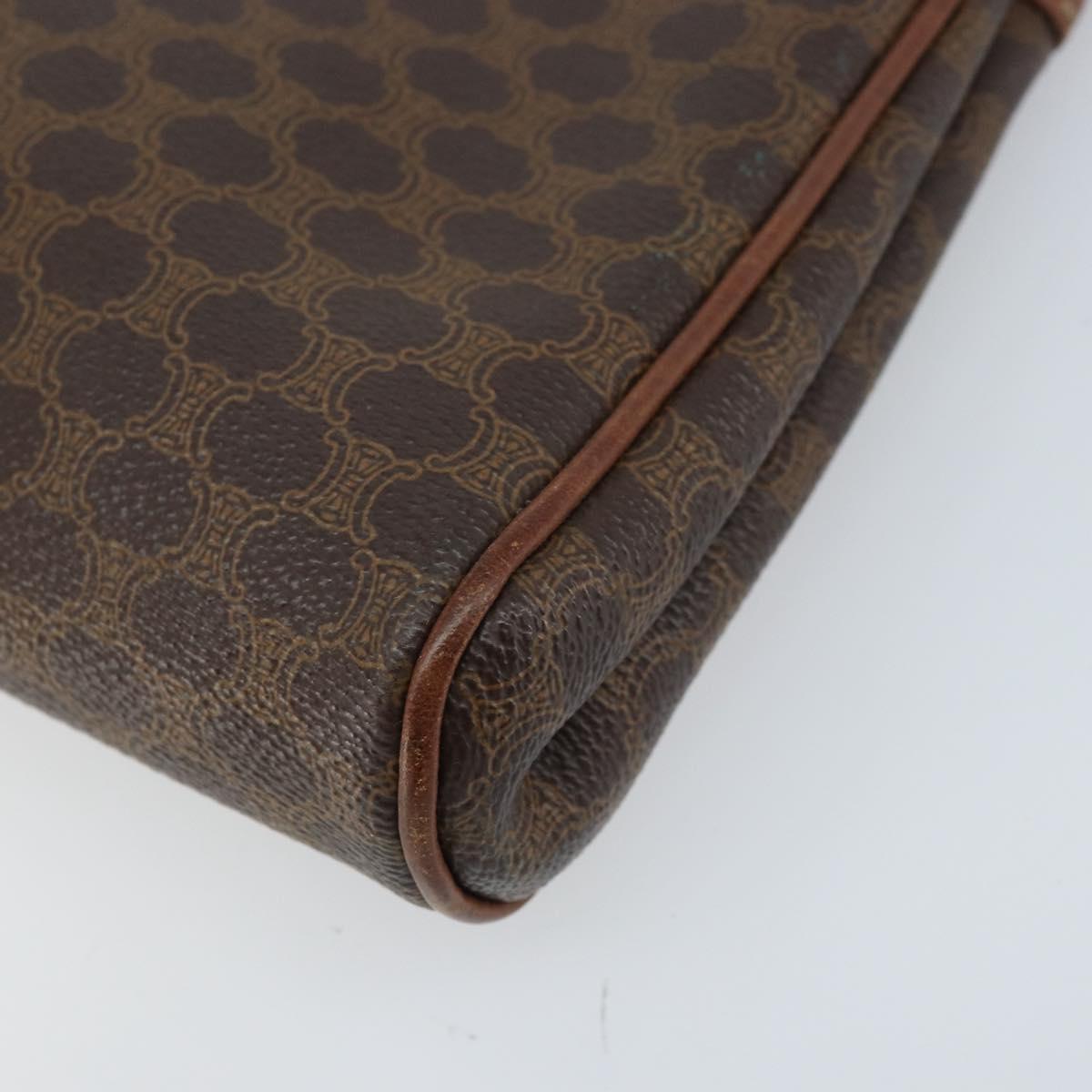 CELINE Macadam Canvas Shoulder Bag PVC Leather Brown Gold Auth ep13480