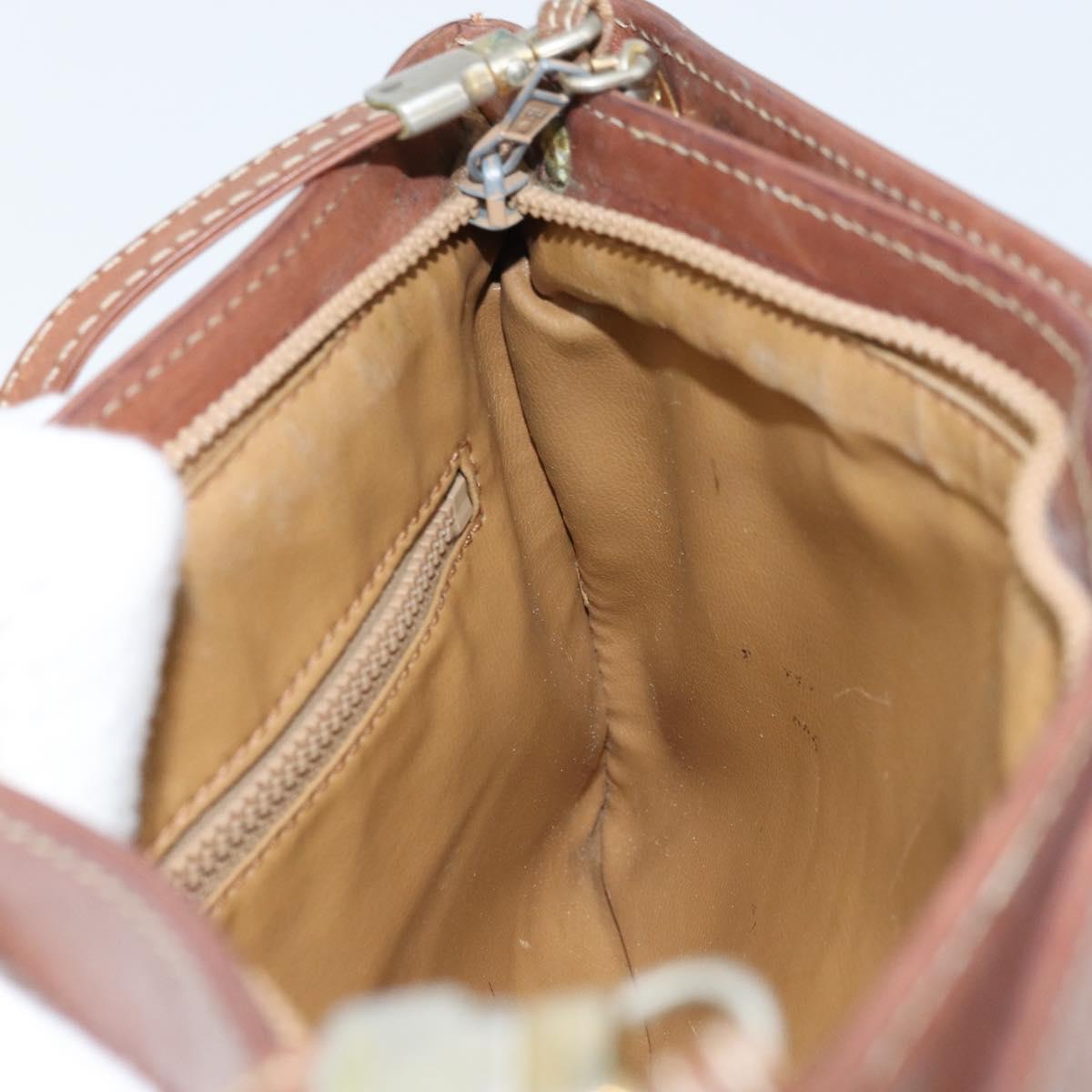 CELINE Macadam Canvas Shoulder Bag PVC Leather Brown Gold Auth ep13480