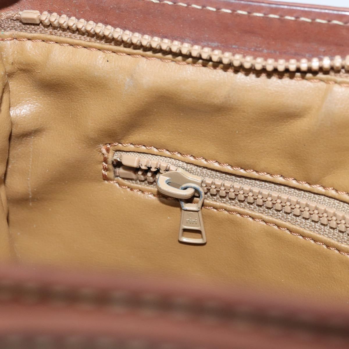 CELINE Macadam Canvas Shoulder Bag PVC Leather Brown Gold Auth ep13480