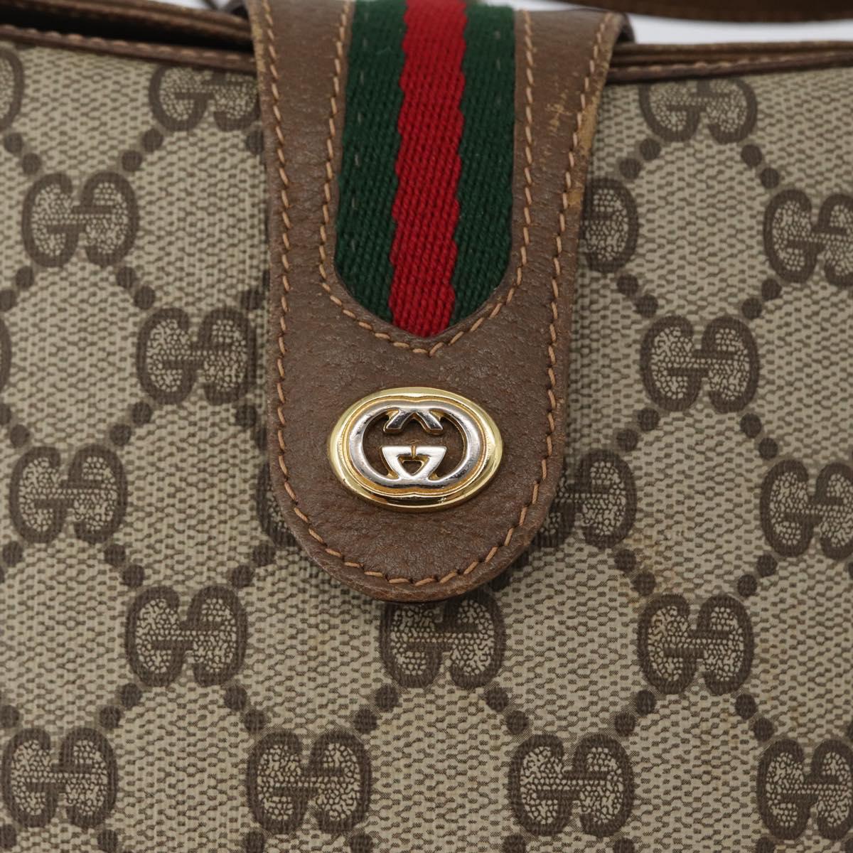 GUCCI GG Supreme Web Sherry Line Bag PVC Beige Gold 904 02 081 Auth ep13481
