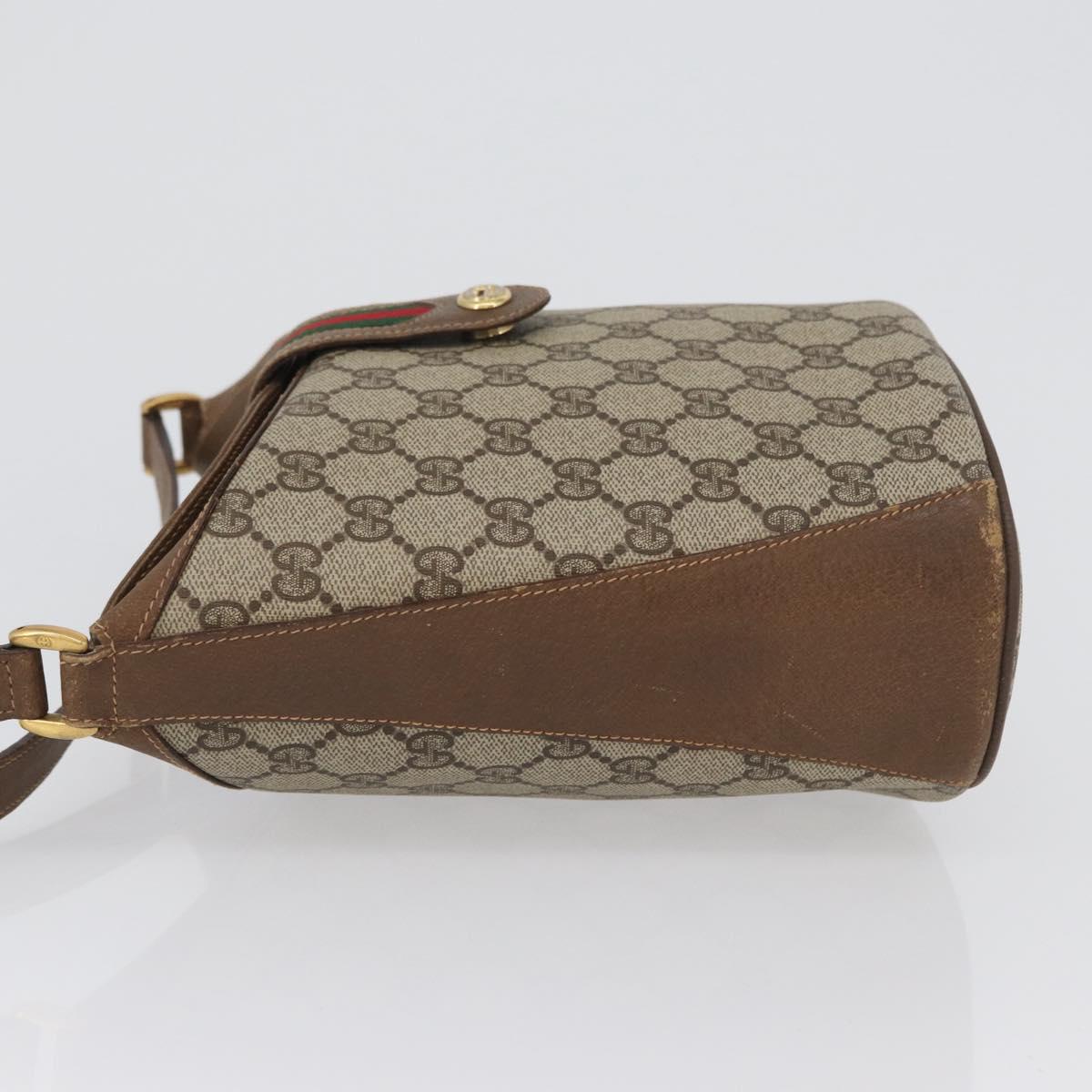 GUCCI GG Supreme Web Sherry Line Bag PVC Beige Gold 904 02 081 Auth ep13481