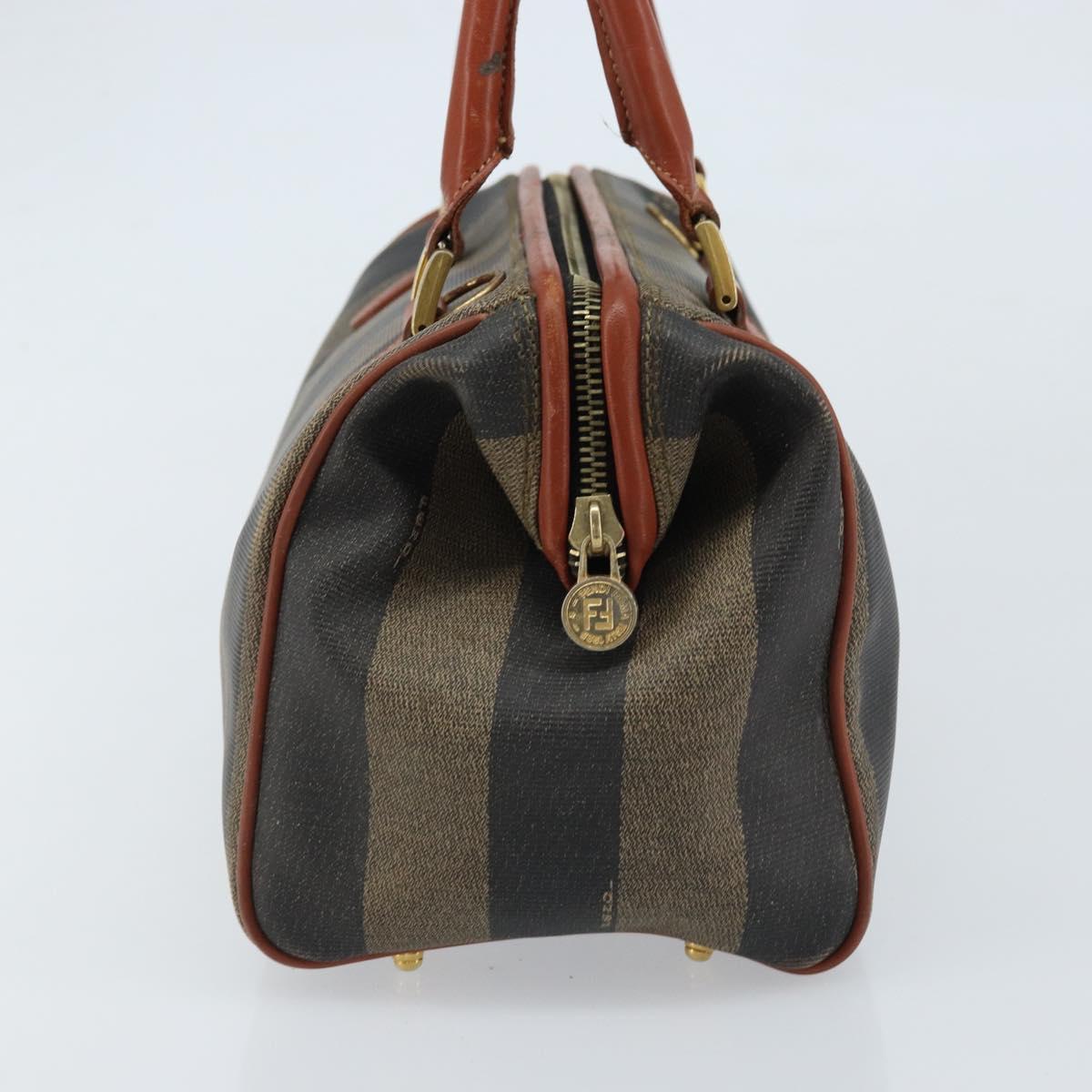 FENDI Pecan Canvas Hand Bag Black Brown Auth ep13483
