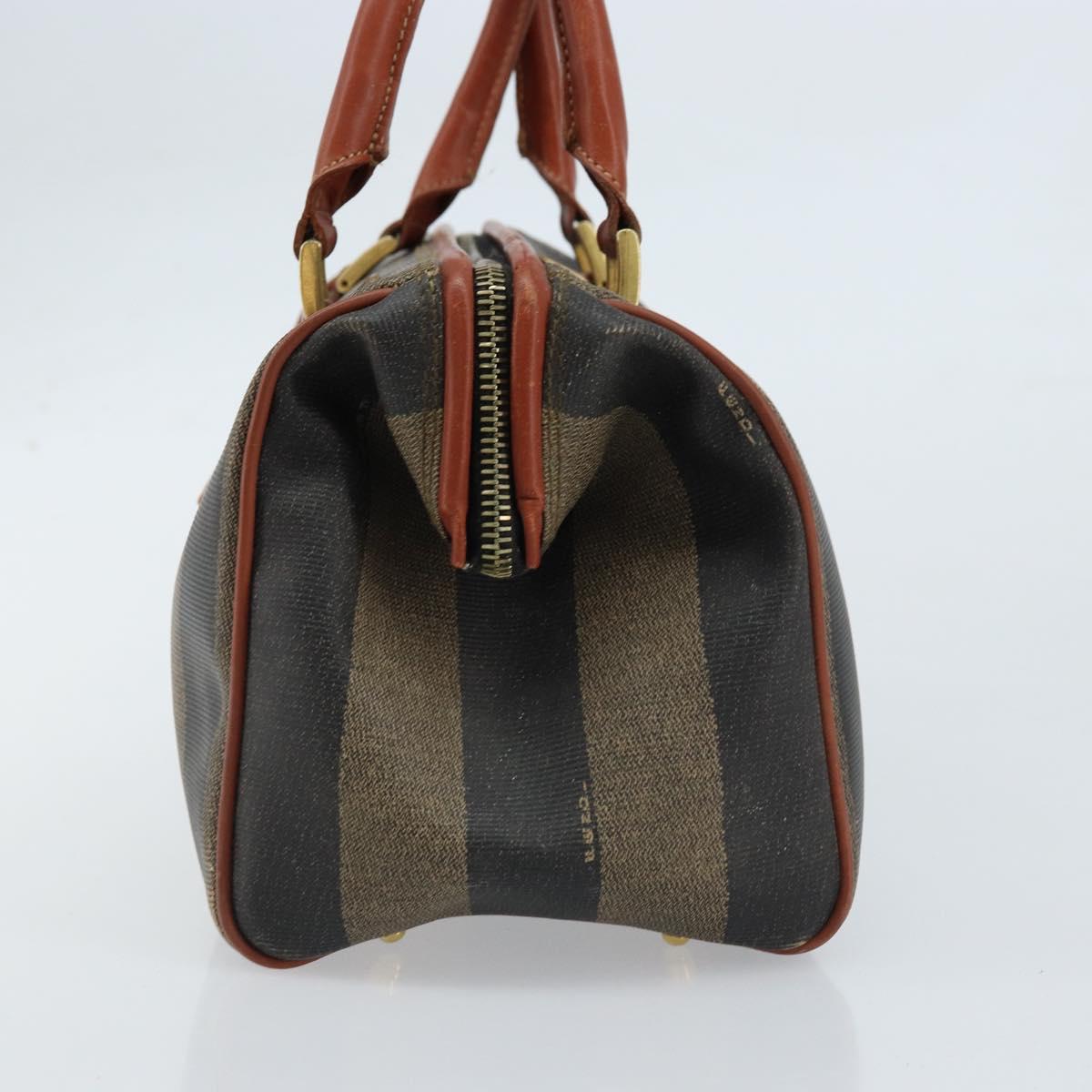 FENDI Pecan Canvas Hand Bag Black Brown Auth ep13483
