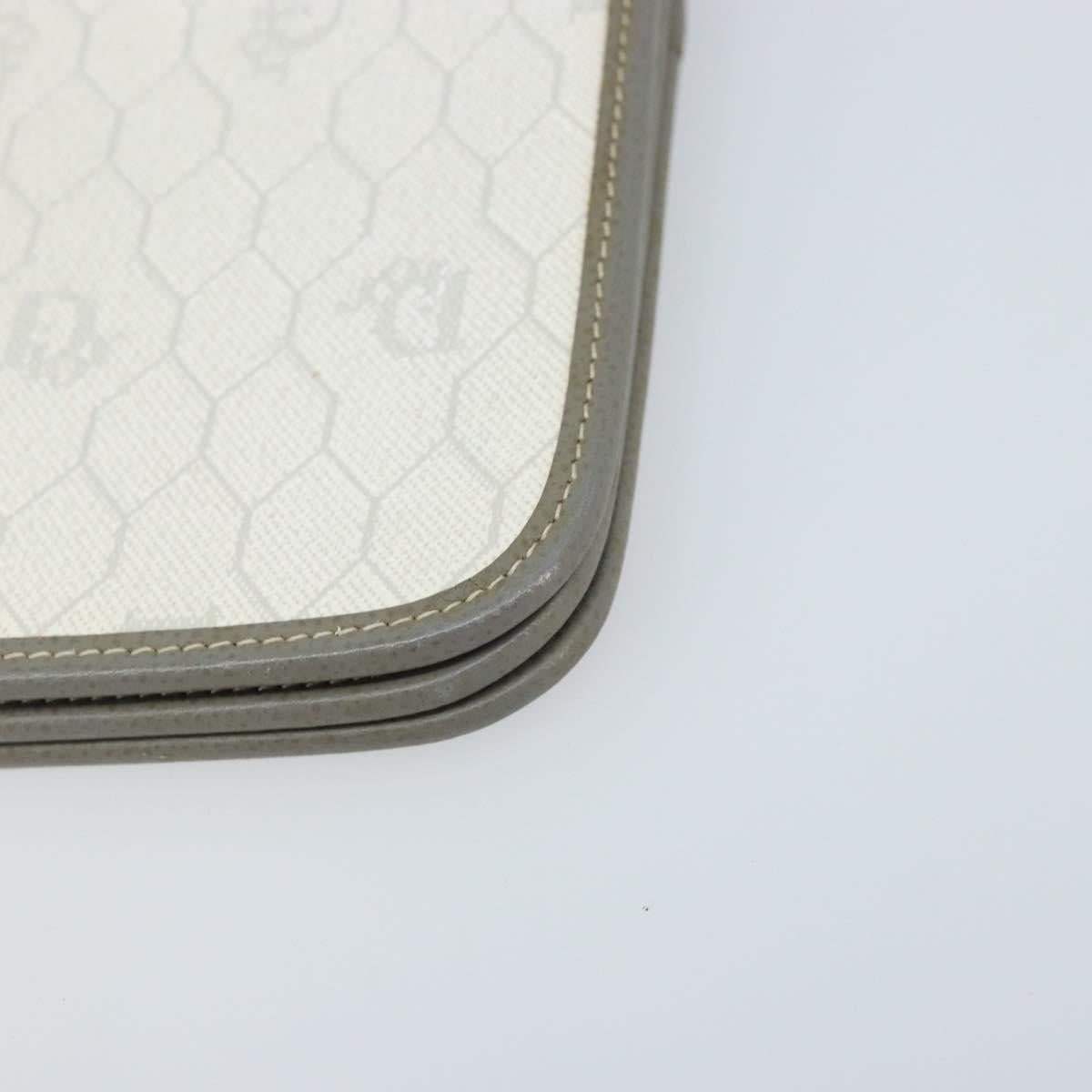 Christian Dior Honeycomb Canvas Chain Shoulder Bag PVC White Gold Auth ep13486