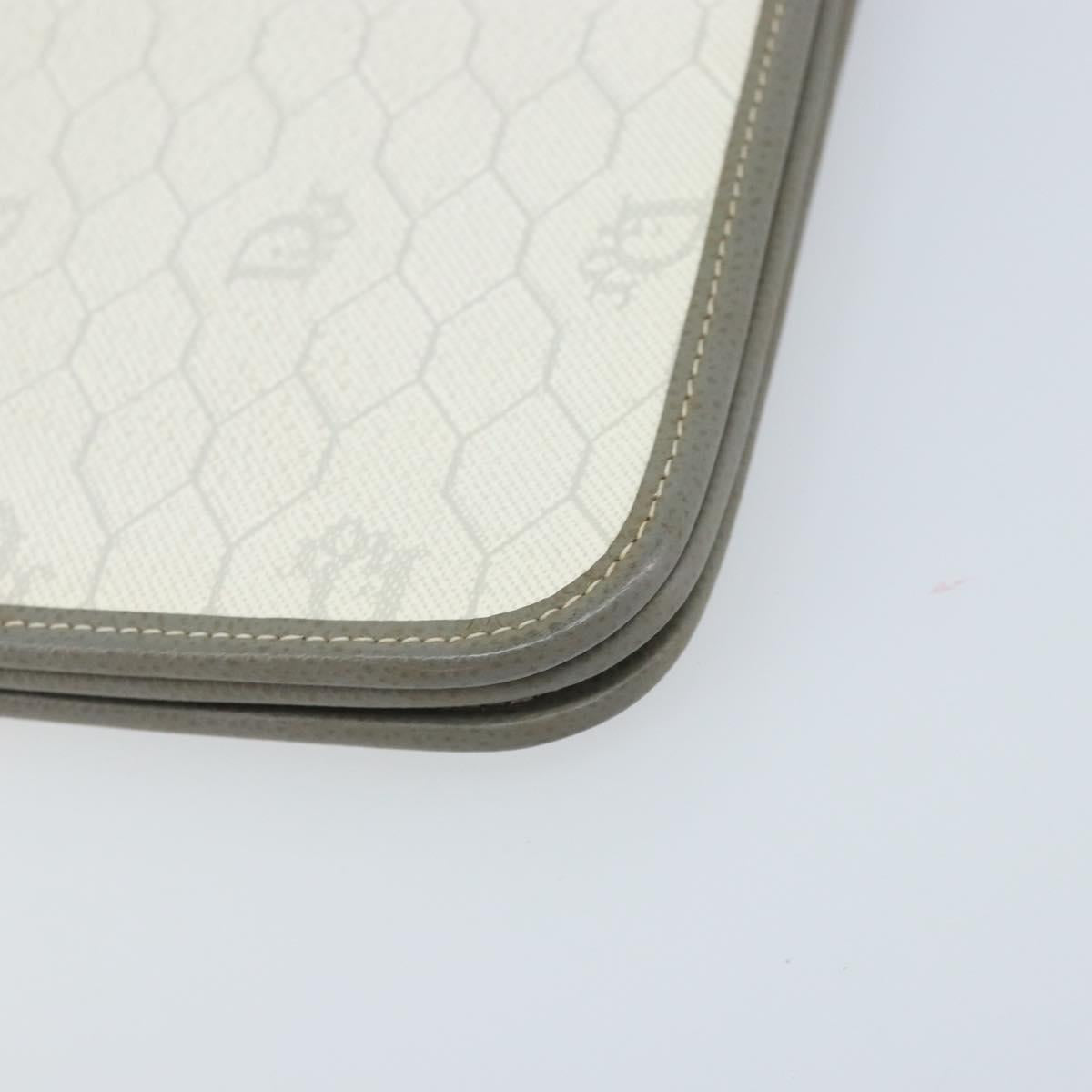 Christian Dior Honeycomb Canvas Chain Shoulder Bag PVC White Gold Auth ep13486