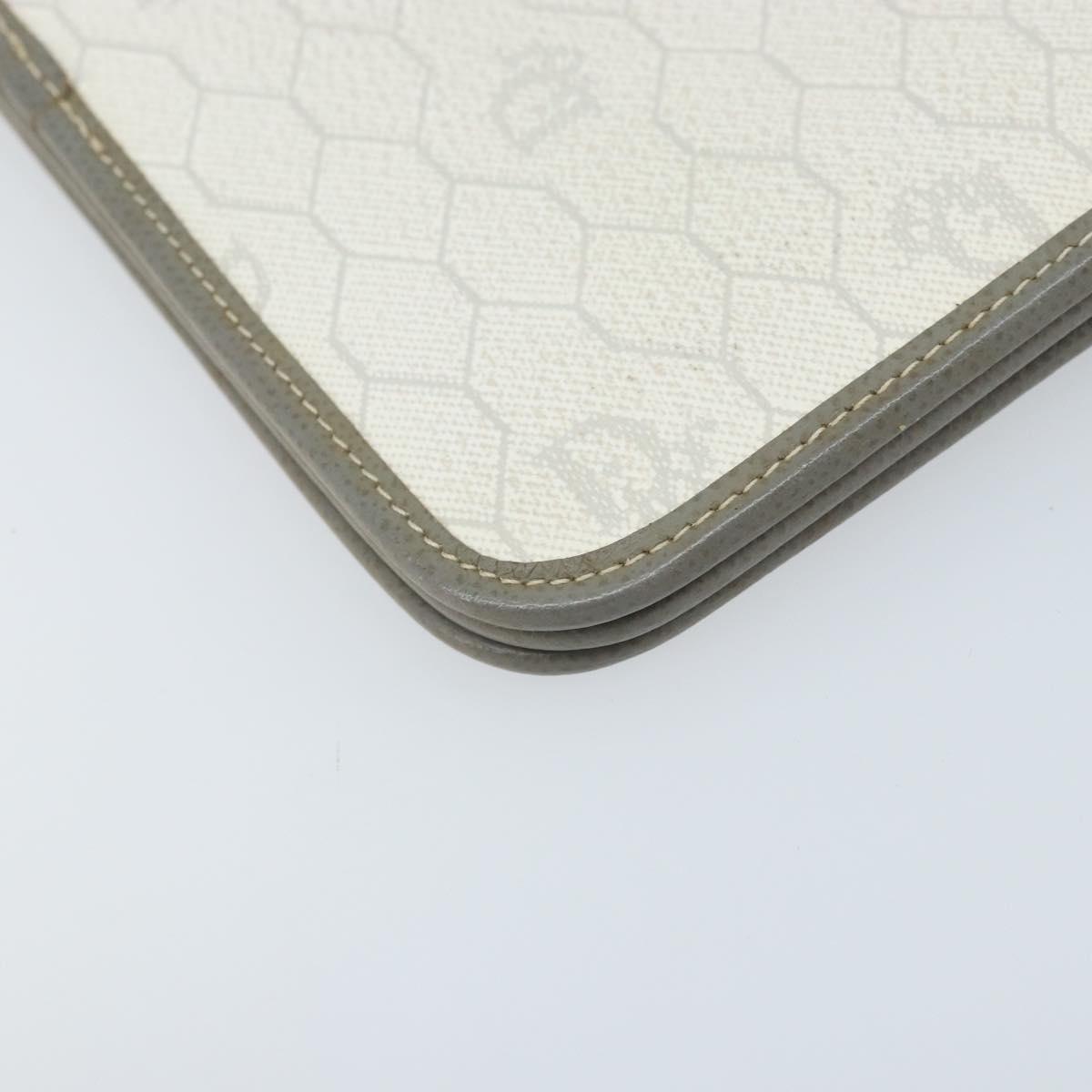 Christian Dior Honeycomb Canvas Chain Shoulder Bag PVC White Gold Auth ep13486
