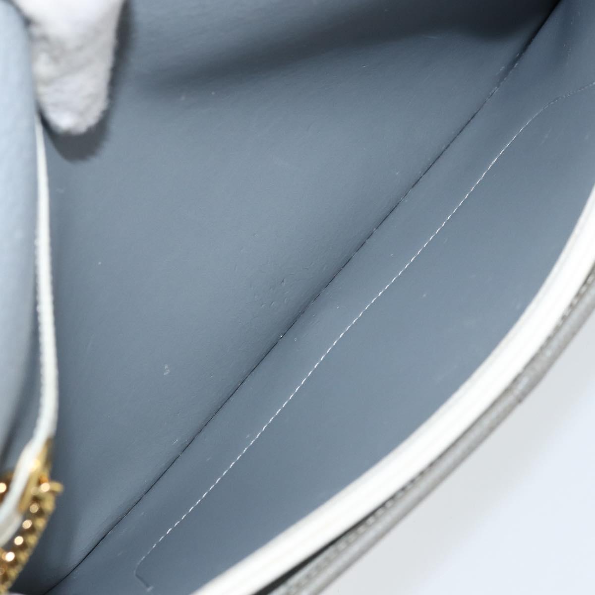 Christian Dior Honeycomb Canvas Chain Shoulder Bag PVC White Gold Auth ep13486