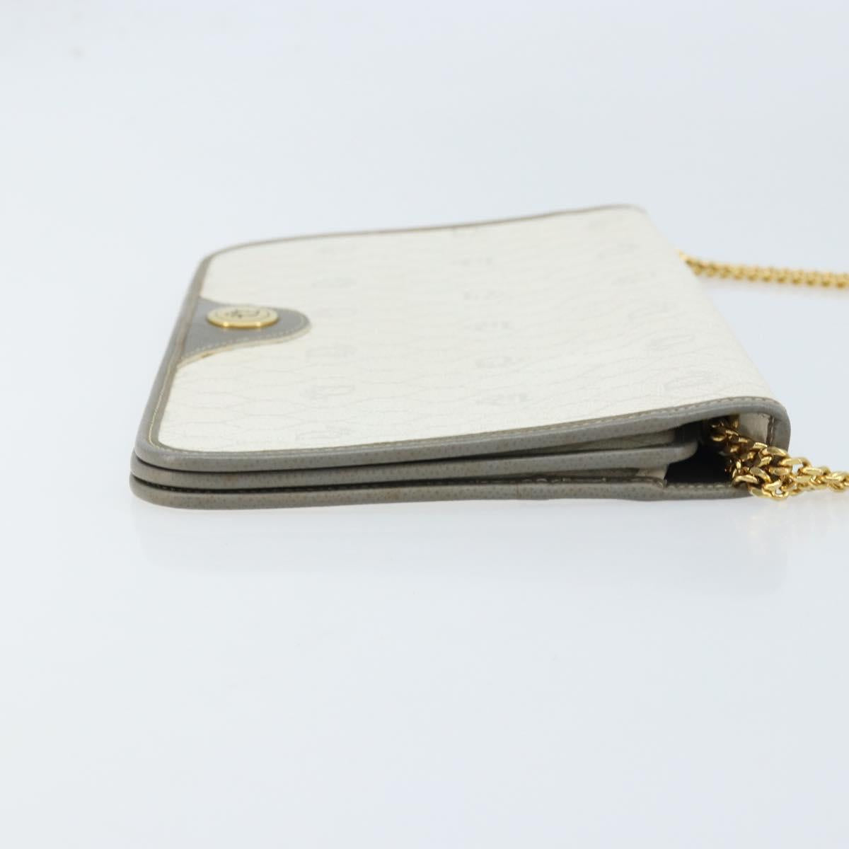 Christian Dior Honeycomb Canvas Chain Shoulder Bag PVC White Gold Auth ep13486