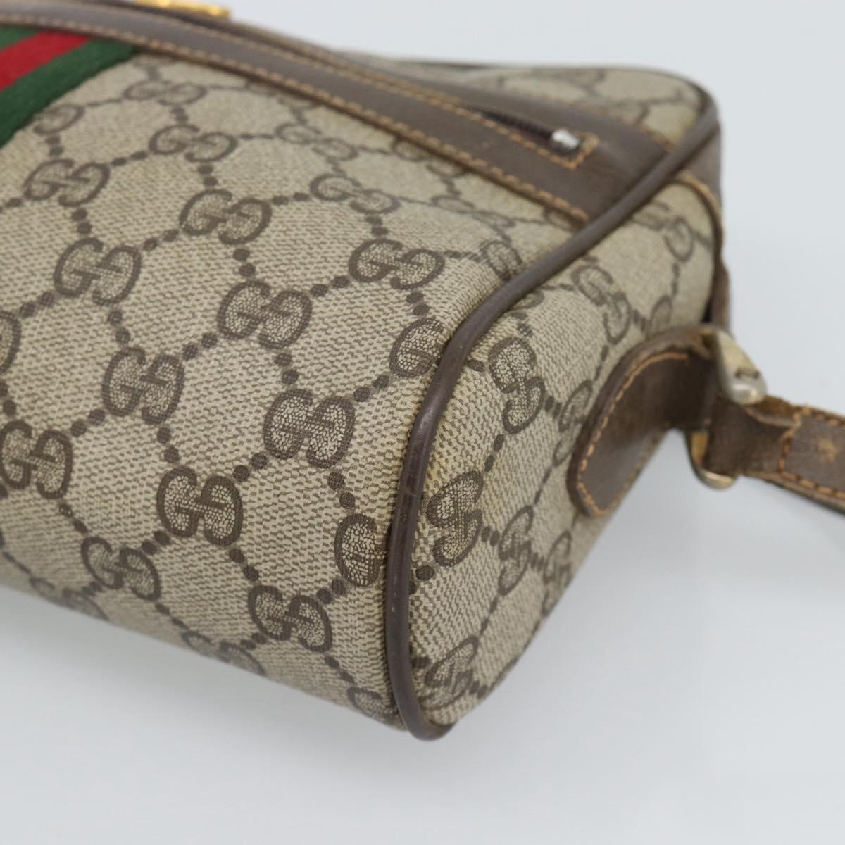 GUCCI GG Supreme Web Sherry Line Bag PVC Beige Gold 010 378 Auth ep13488
