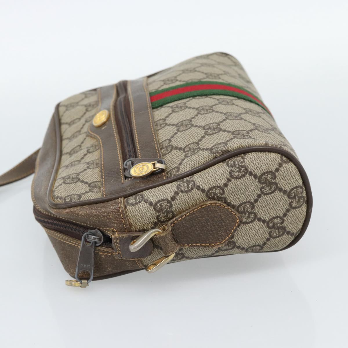 GUCCI GG Supreme Web Sherry Line Bag PVC Beige Gold 010 378 Auth ep13488