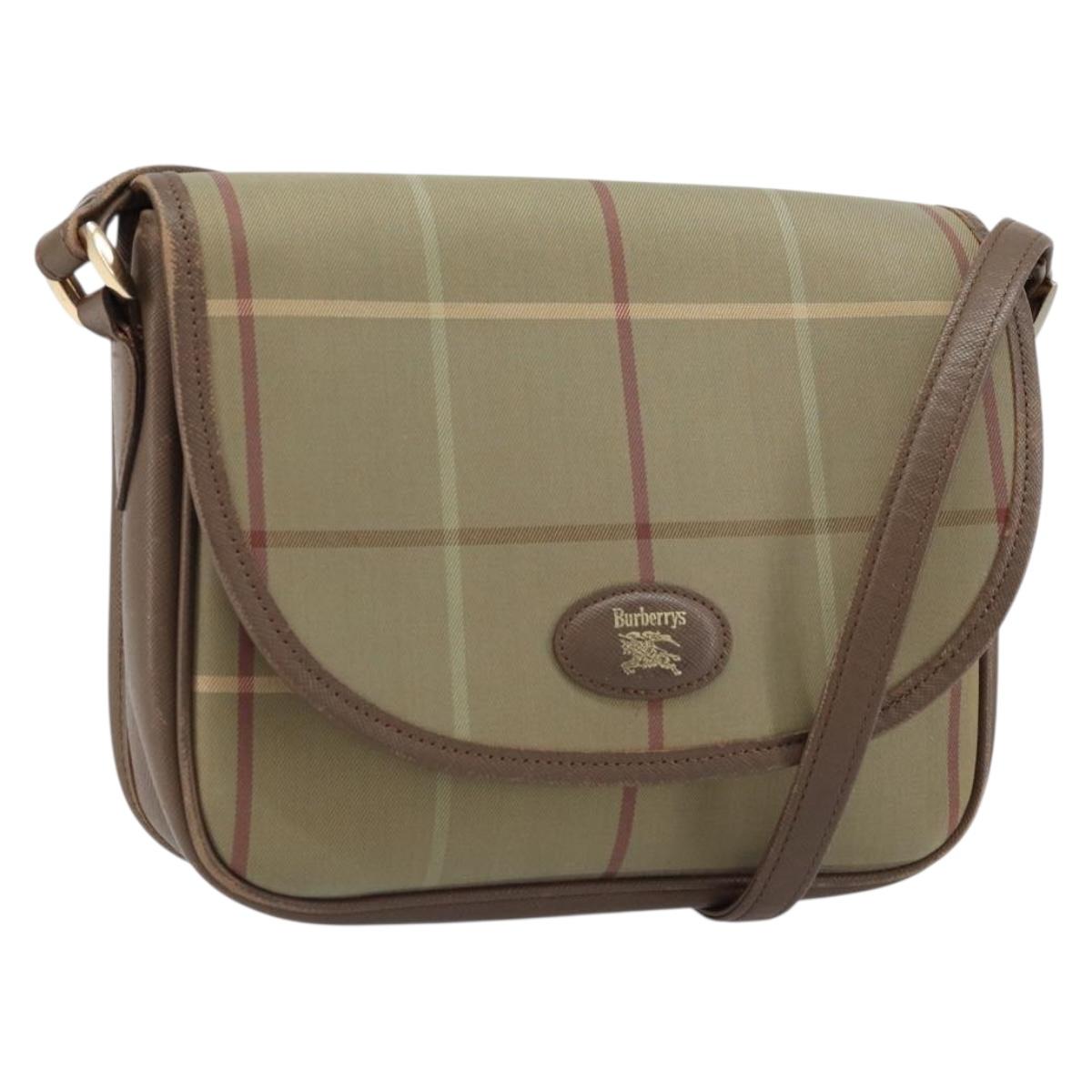 Burberrys Nova Check Shoulder Bag Canvas Beige Gold Auth ep13493