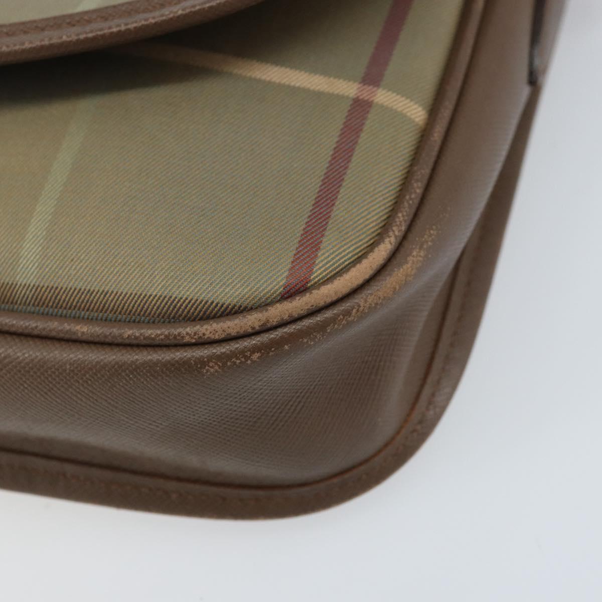 Burberrys Nova Check Shoulder Bag Canvas Beige Gold Auth ep13493