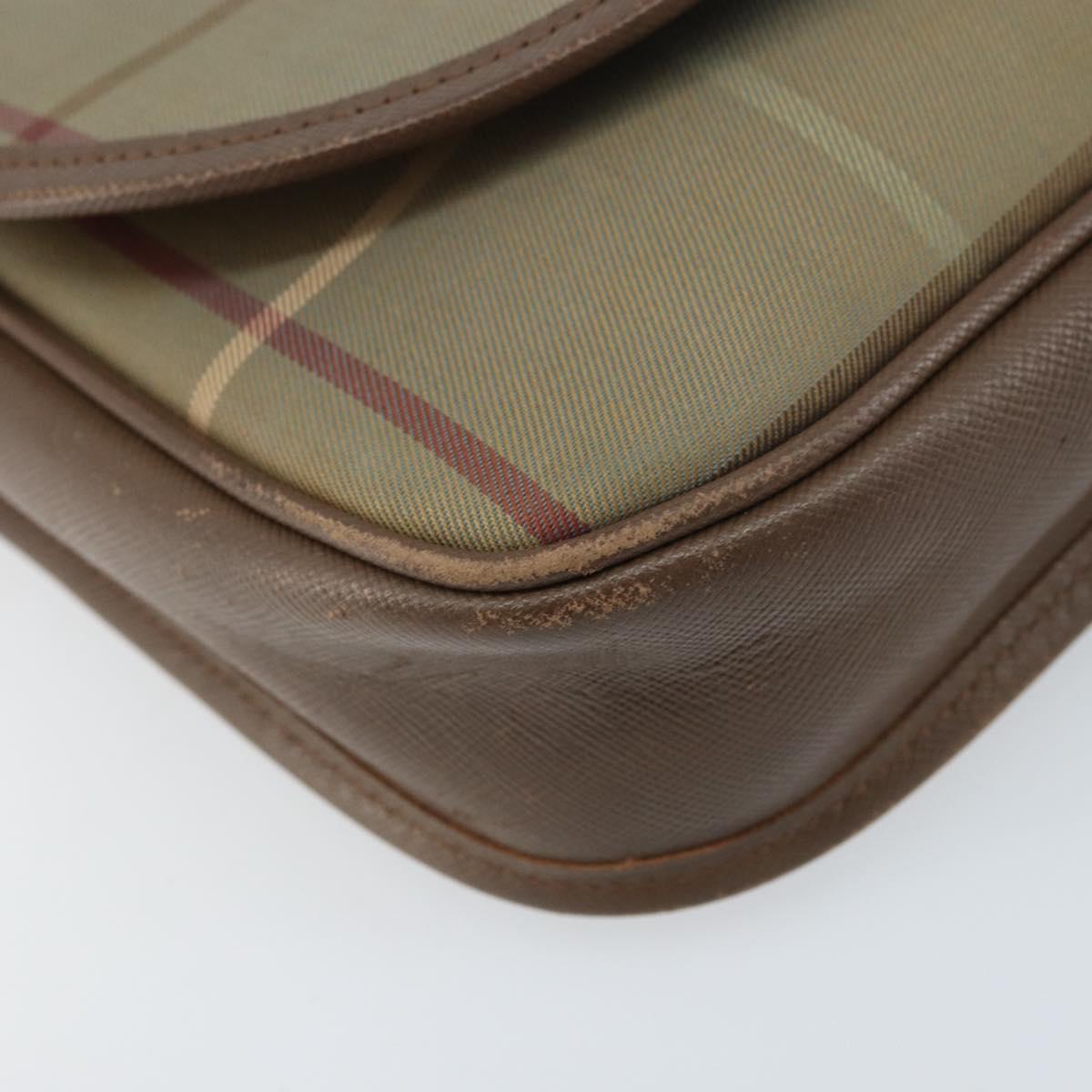 Burberrys Nova Check Shoulder Bag Canvas Beige Gold Auth ep13493
