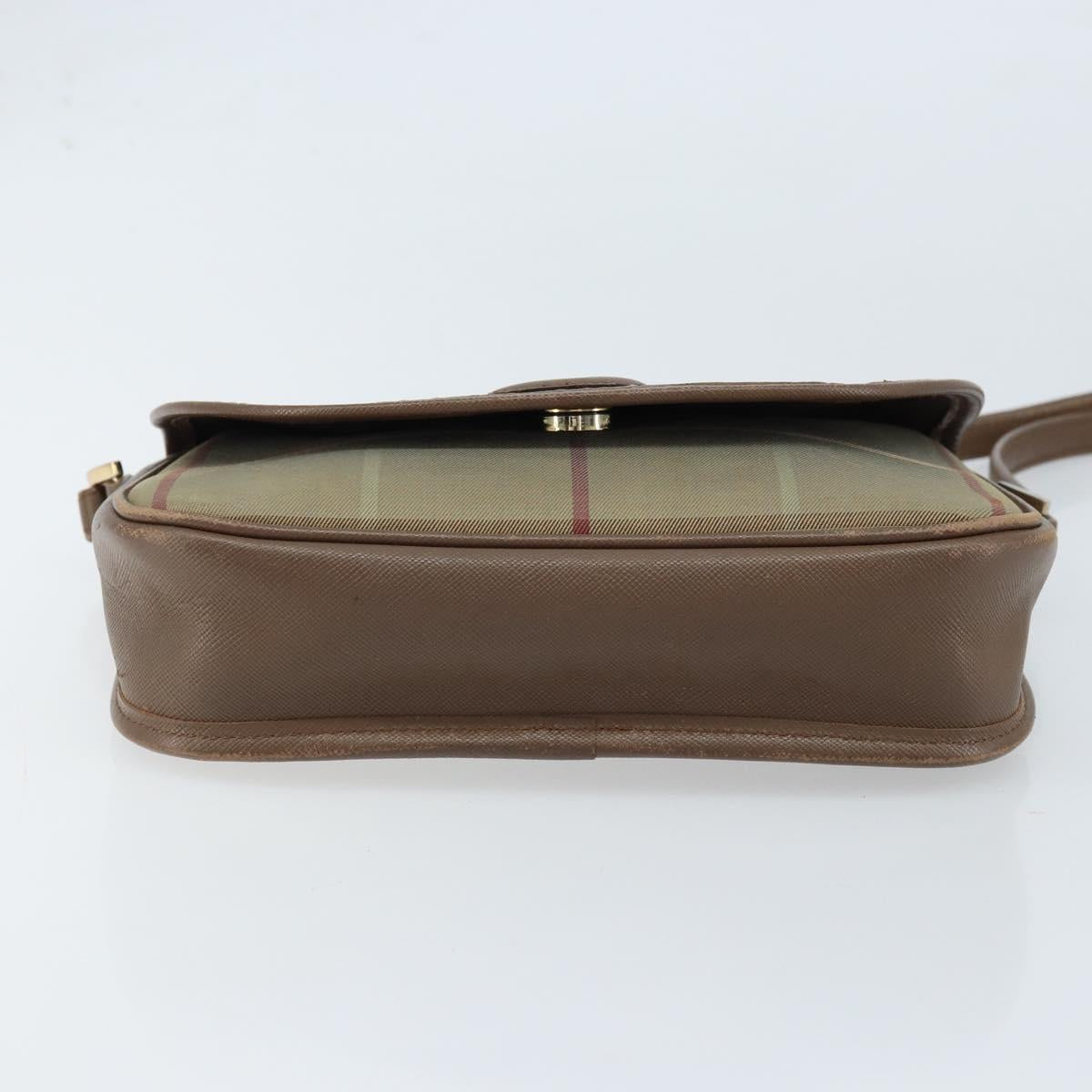 Burberrys Nova Check Shoulder Bag Canvas Beige Gold Auth ep13493