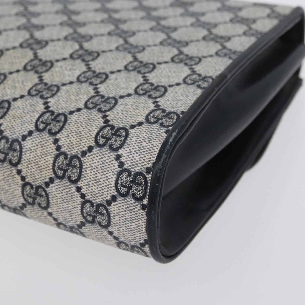GUCCI GG Supreme Shoulder Bag PVC Navy Gold Auth ep13495