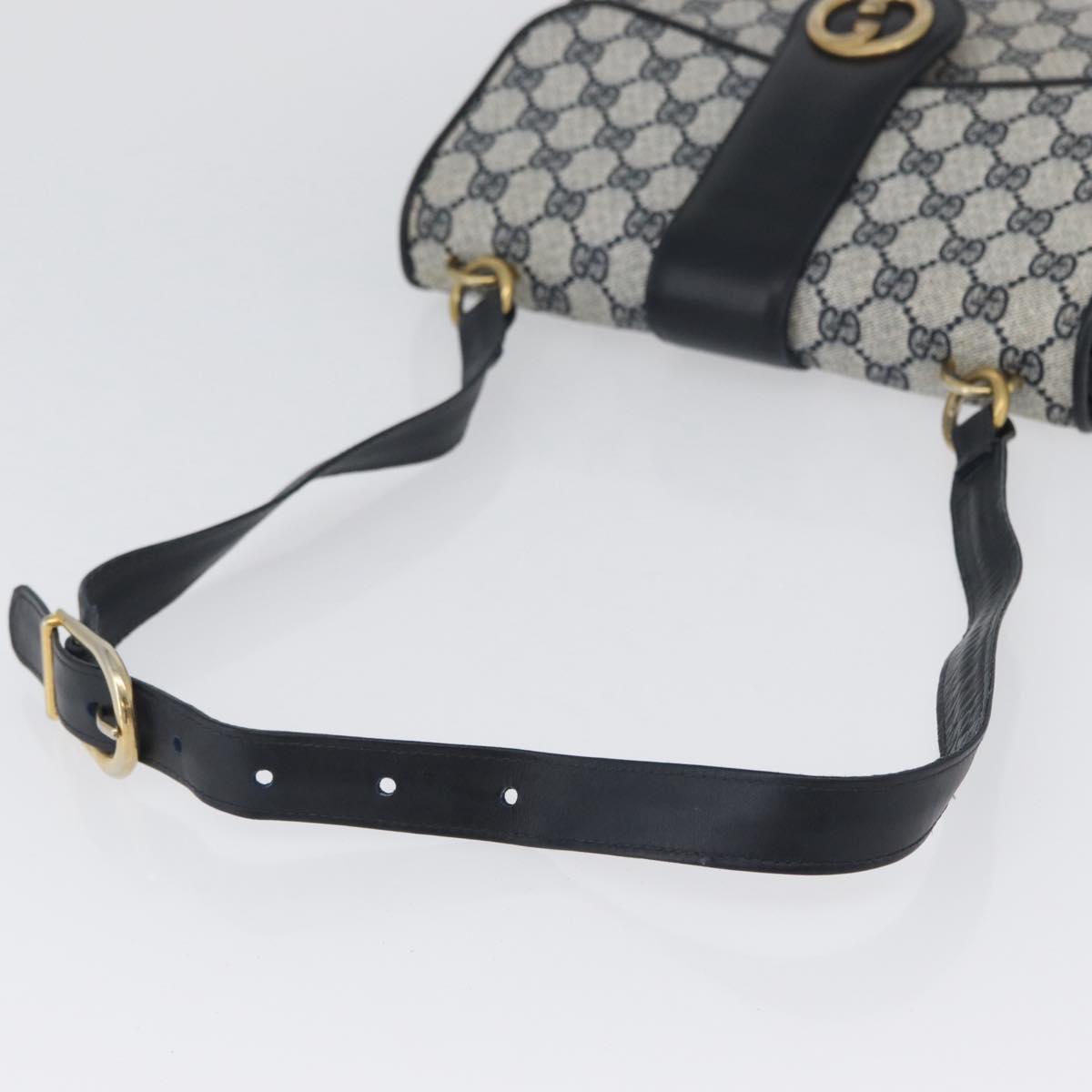GUCCI GG Supreme Shoulder Bag PVC Navy Gold Auth ep13495