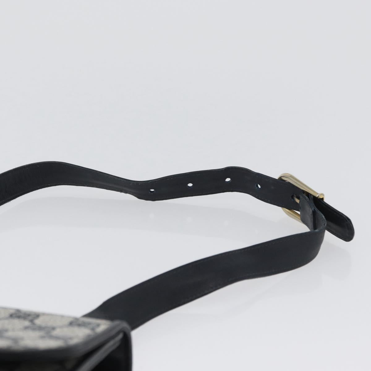 GUCCI GG Supreme Shoulder Bag PVC Navy Gold Auth ep13495