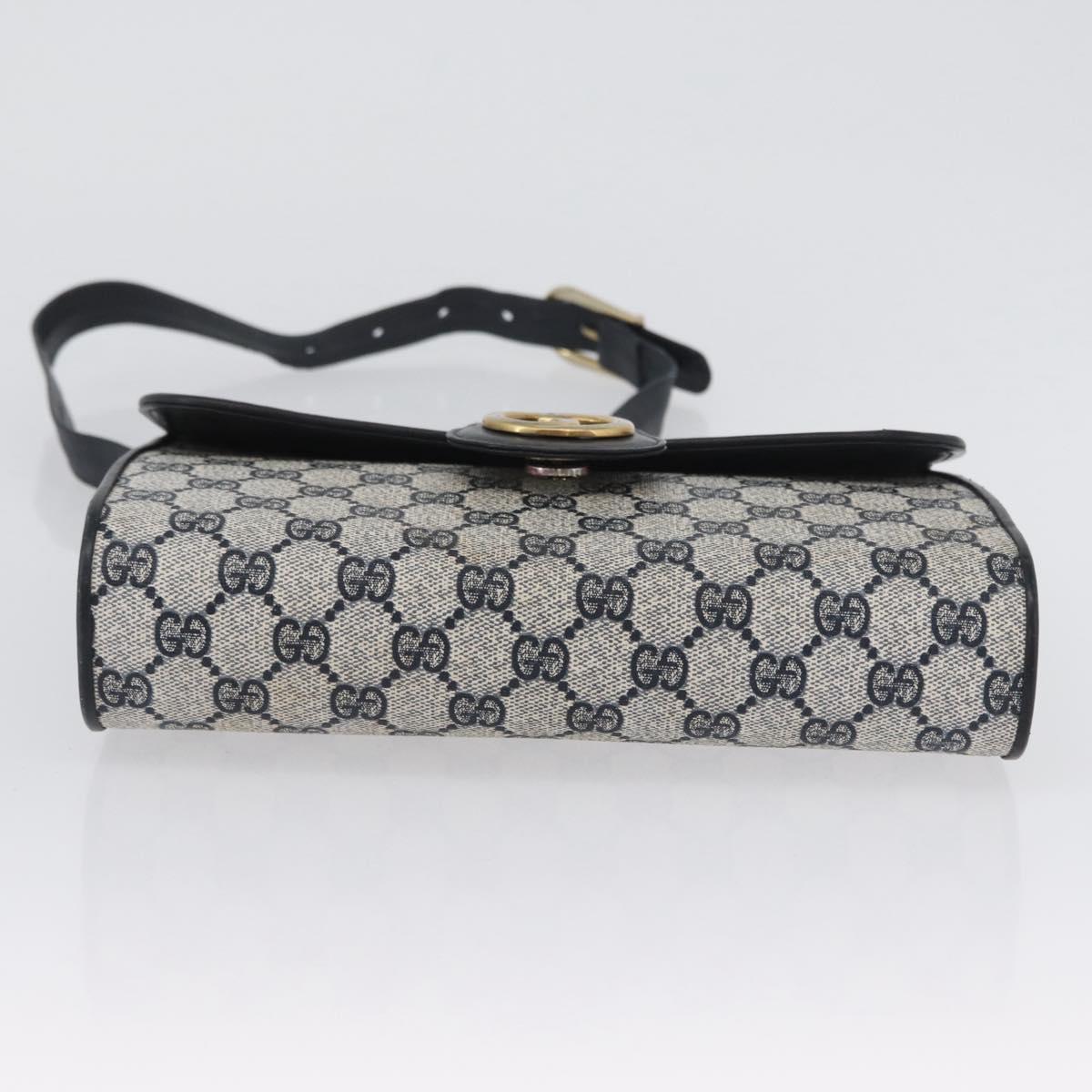 GUCCI GG Supreme Shoulder Bag PVC Navy Gold Auth ep13495