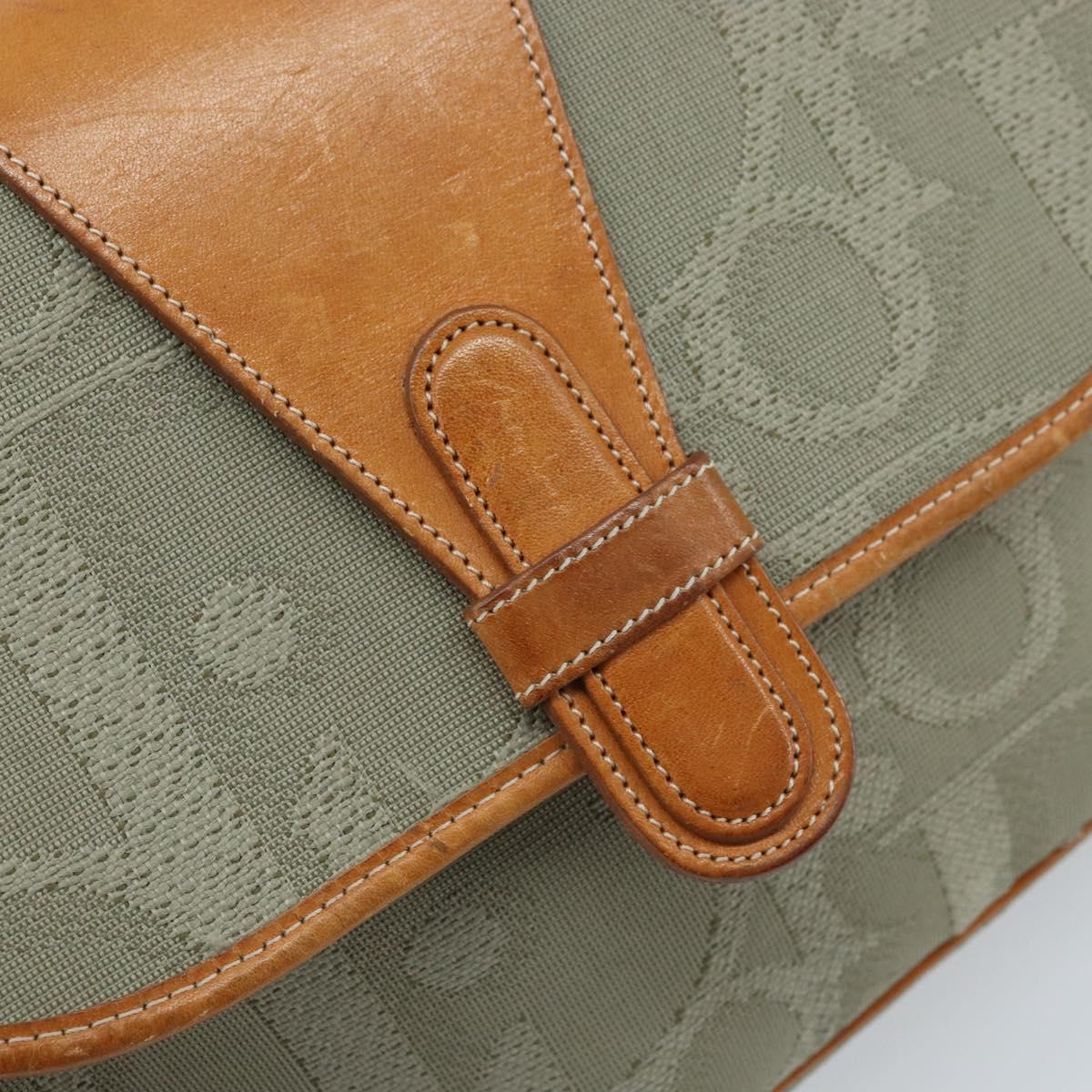 Christian Dior Trotter Canvas Shoulder Bag Gray Gold Auth ep13499