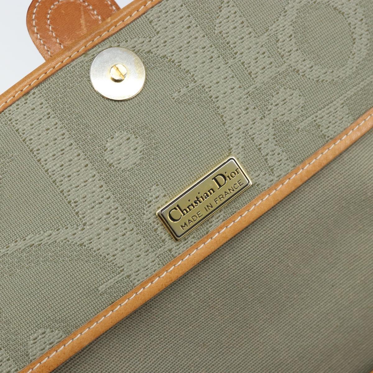 Christian Dior Trotter Canvas Shoulder Bag Gray Gold Auth ep13499