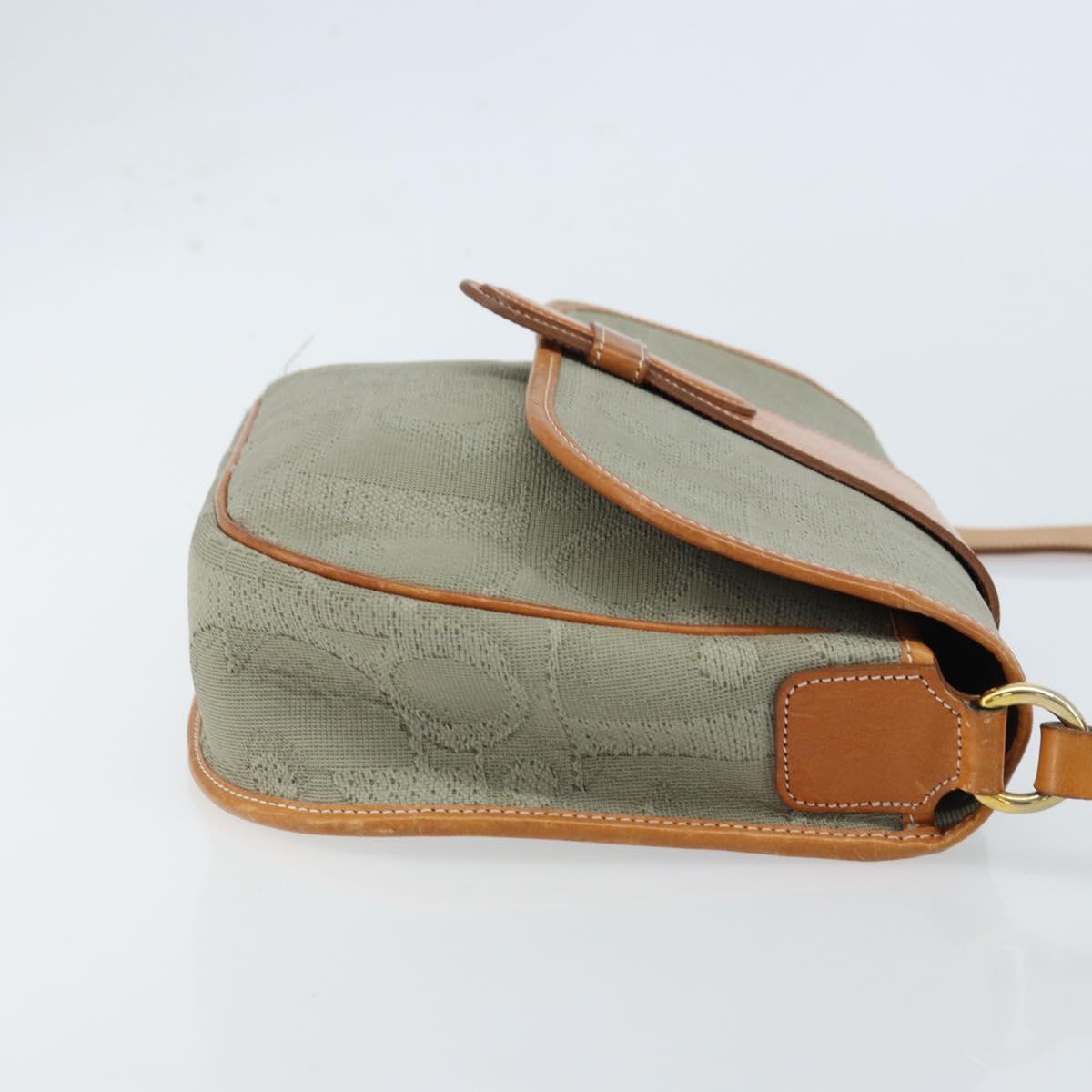 Christian Dior Trotter Canvas Shoulder Bag Gray Gold Auth ep13499