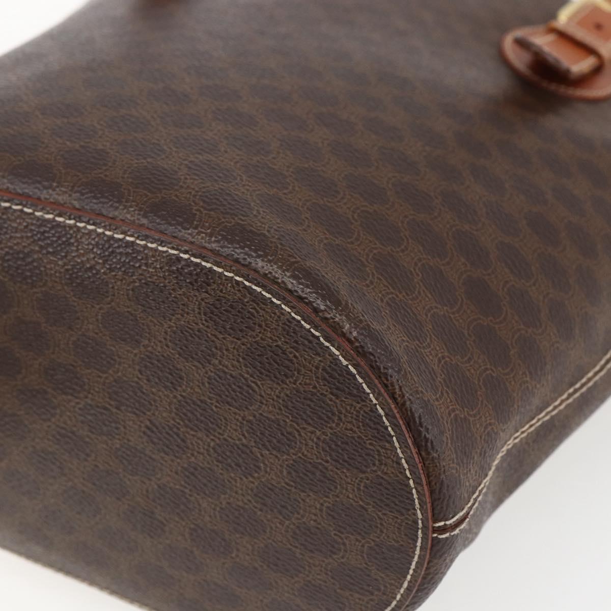 CELINE Macadam Canvas Tote Bag PVC Leather Brown Gold Auth ep13501