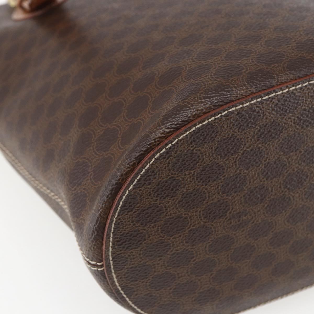 CELINE Macadam Canvas Tote Bag PVC Leather Brown Gold Auth ep13501