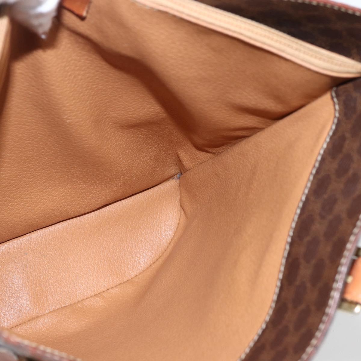 CELINE Macadam Canvas Tote Bag PVC Leather Brown Gold Auth ep13501