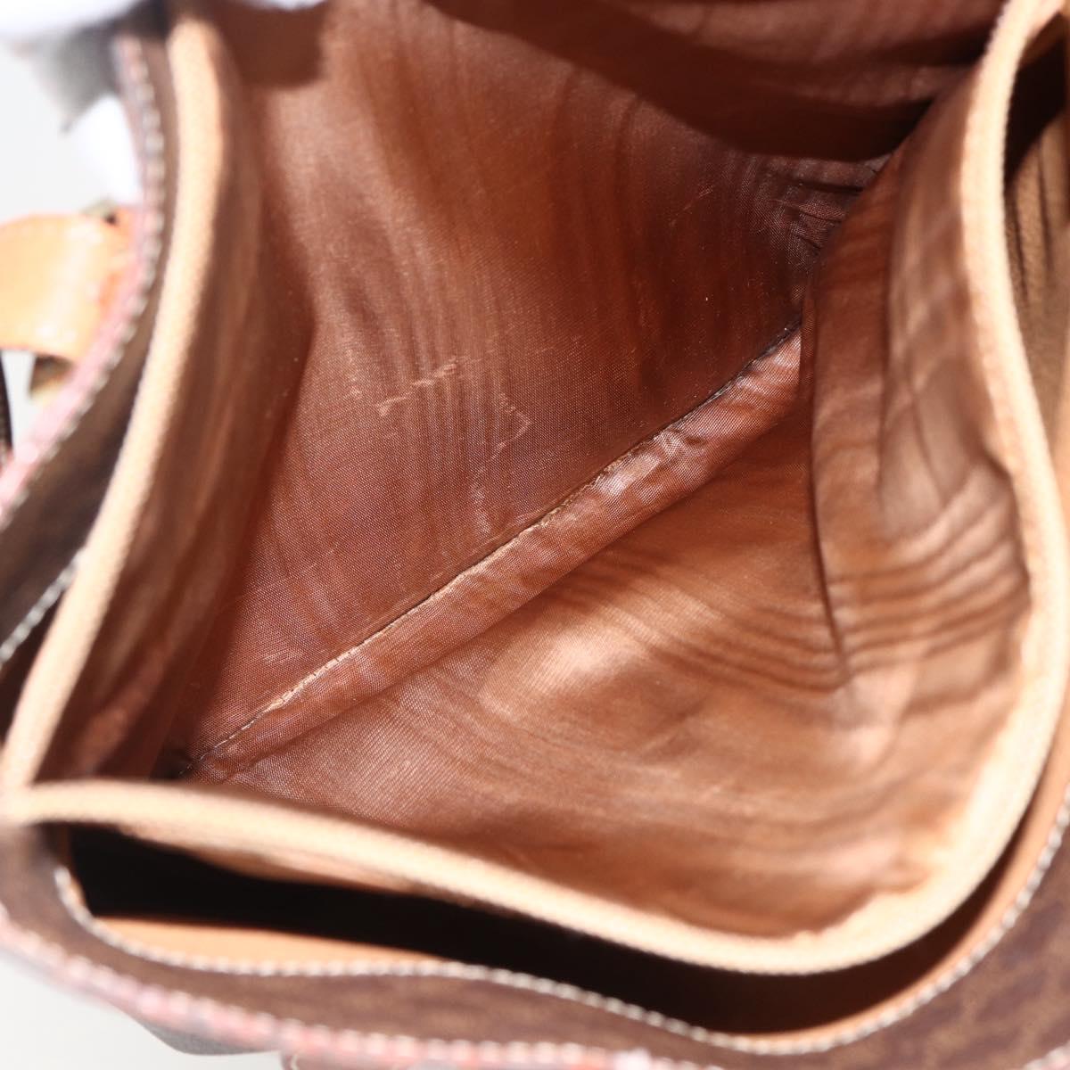 CELINE Macadam Canvas Tote Bag PVC Leather Brown Gold Auth ep13501