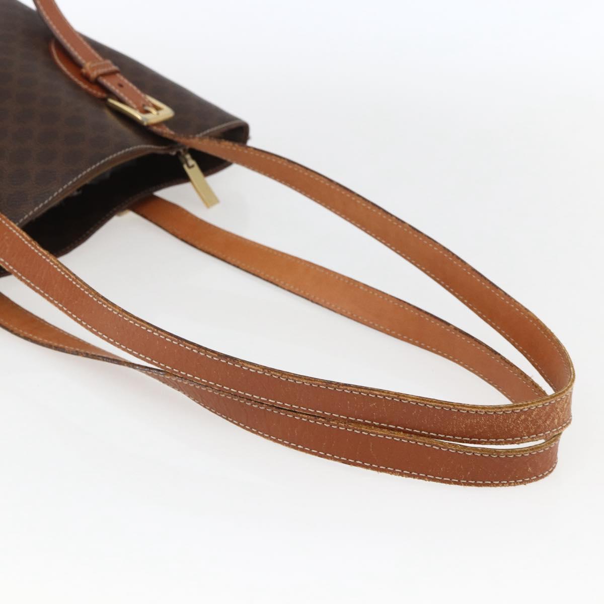 CELINE Macadam Canvas Tote Bag PVC Leather Brown Gold Auth ep13501