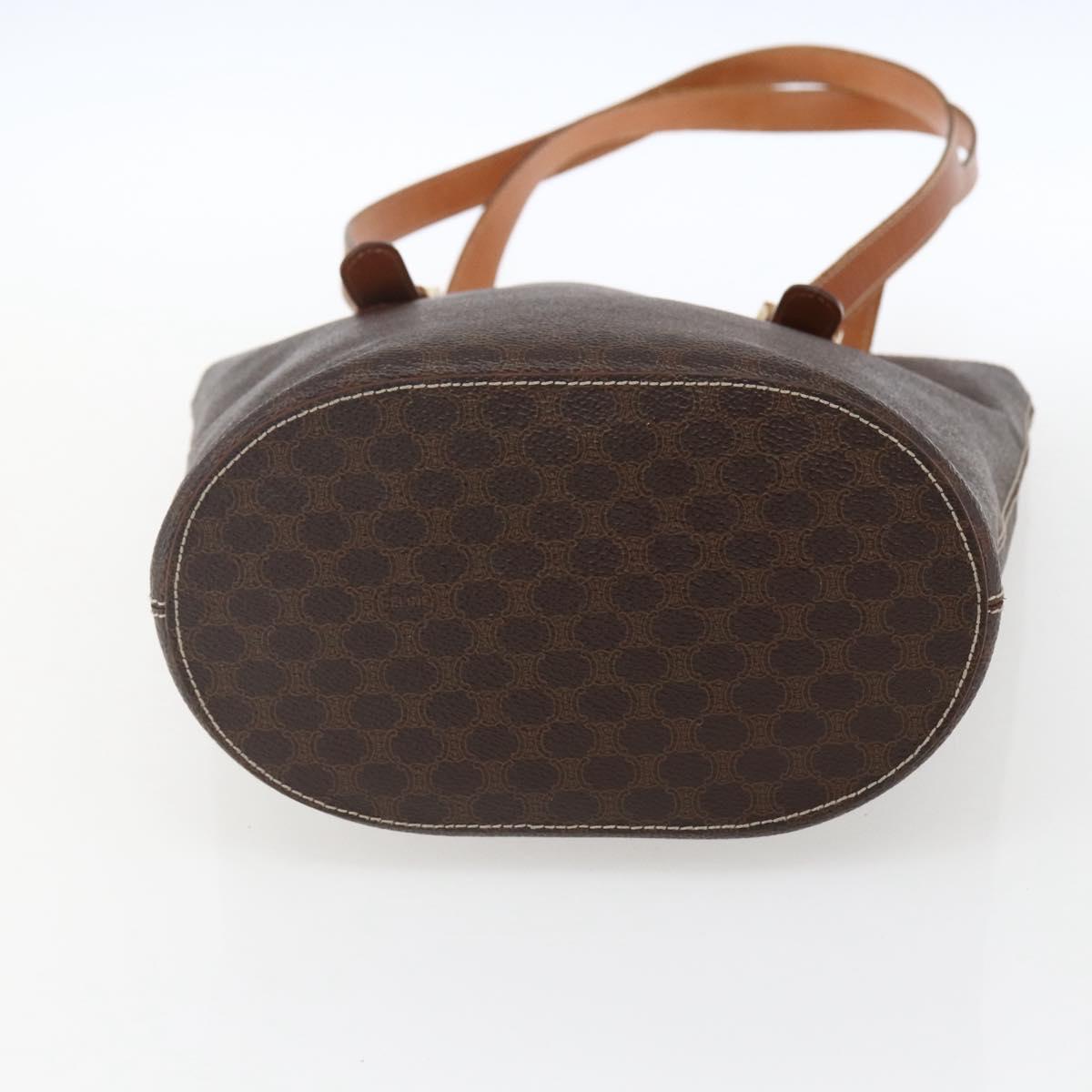 CELINE Macadam Canvas Tote Bag PVC Leather Brown Gold Auth ep13501