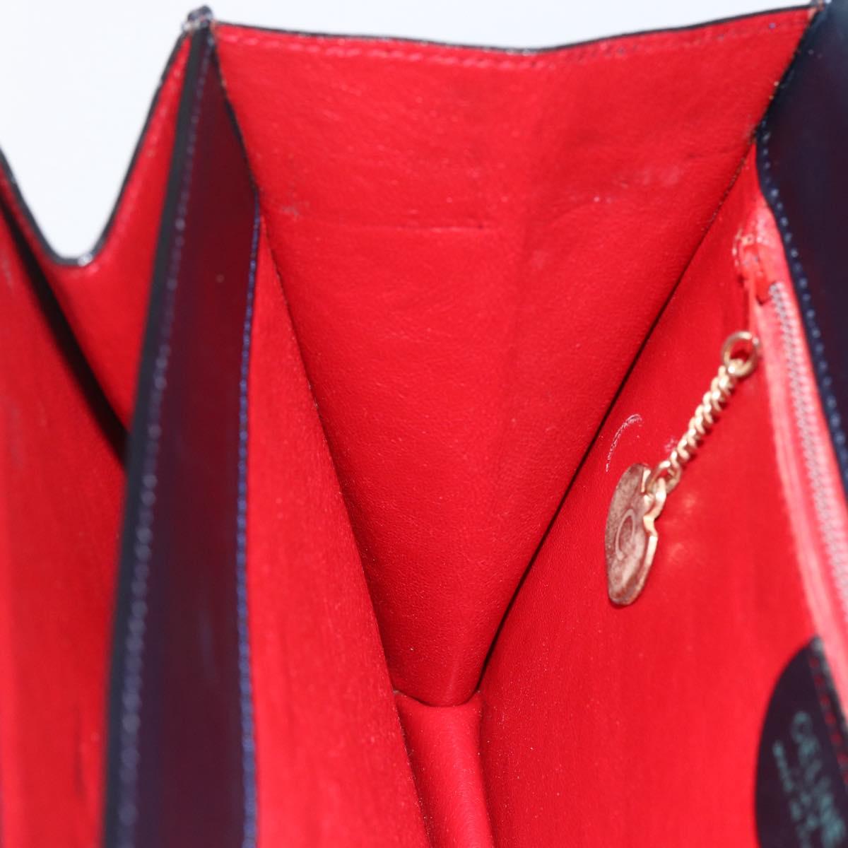 CELINE Hand Bag Leather Navy Gold Auth ep13502V